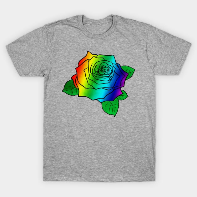 Rainbow Rose T-Shirt by DJV007